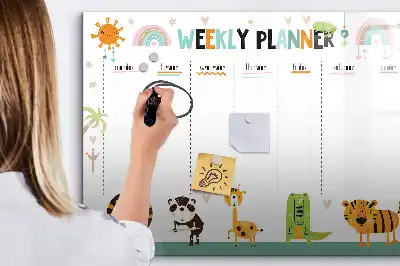 Tablica magnetyczna do pisania planer tygodniowy ze zwierzętami