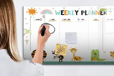 Tablica magnetyczna do pisania planer tygodniowy ze zwierzętami