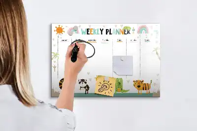 Tablica magnetyczna do pisania planer tygodniowy ze zwierzętami