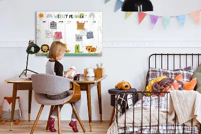 Tablica magnetyczna do pisania planer tygodniowy ze zwierzętami