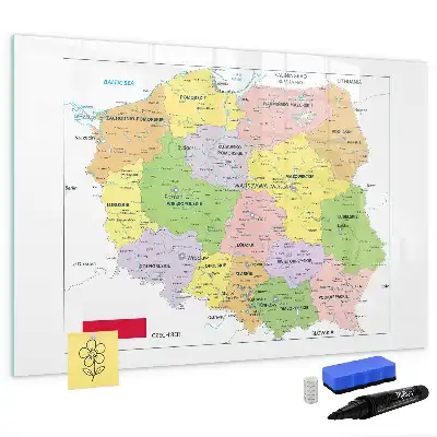 Mapa Polski z tablicą magnetyczną i pisakiem
