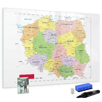 Mapa Polski z tablicą magnetyczną i pisakiem