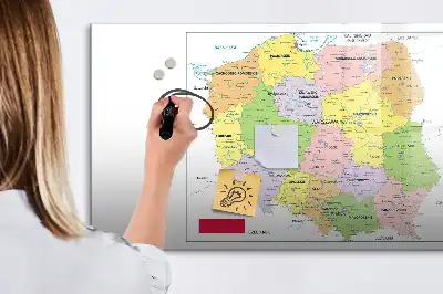 Mapa Polski z tablicą magnetyczną i pisakiem