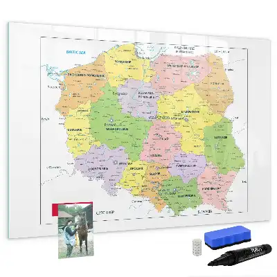 Mapa Polski z tablicą magnetyczną i pisakiem