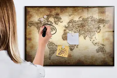 Tablica magnetyczna z pisakiem wzór starej mapy świata