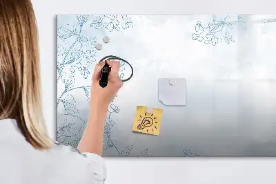 Tablica magnetyczna do pisania z motywem szkicu roślin