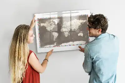 Tablica magnetyczna do pisania brązowa mapa świata