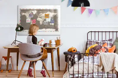 Tablica magnetyczna do pisania brązowa mapa świata