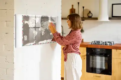Tablica magnetyczna do pisania brązowa mapa świata
