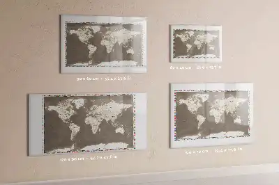 Tablica magnetyczna do pisania brązowa mapa świata