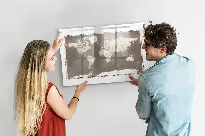Tablica magnetyczna do pisania brązowa mapa świata