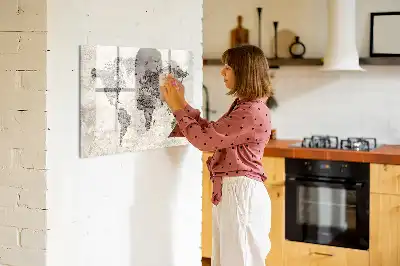 Mapa świata w stylu gazetowym tablica magnetyczna z pisakiem