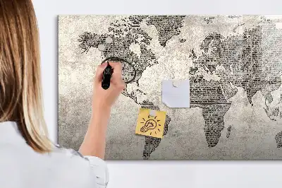 Mapa świata w stylu gazetowym tablica magnetyczna z pisakiem