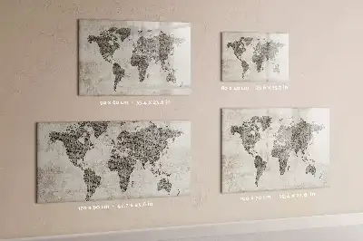 Mapa świata w stylu gazetowym tablica magnetyczna z pisakiem