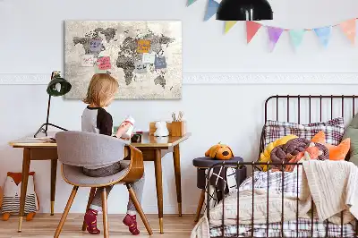 Mapa świata w stylu gazetowym tablica magnetyczna z pisakiem