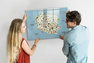 Tablica magnetyczna do pisania z mapą zwierząt Polski