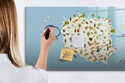 Tablica magnetyczna do pisania z mapą zwierząt Polski