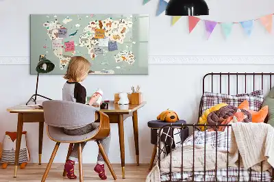 Tablica magnetyczna do pisania zwierzęca mapa świata