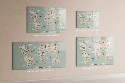 Tablica magnetyczna do pisania zwierzęca mapa świata
