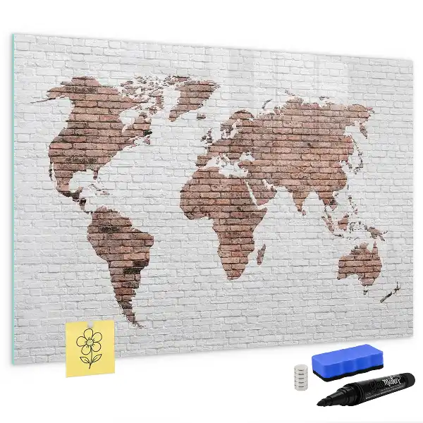 Tablica magnetyczna do pisania wzór ceglana mapa świata