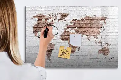 Tablica magnetyczna do pisania wzór ceglana mapa świata