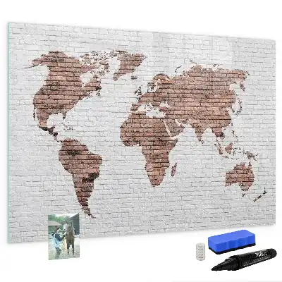 Tablica magnetyczna do pisania wzór ceglana mapa świata
