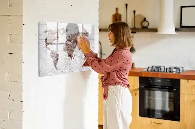 Tablica magnetyczna do pisania wzór ceglana mapa świata