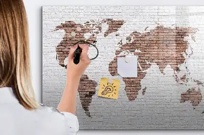 Tablica magnetyczna do pisania wzór ceglana mapa świata