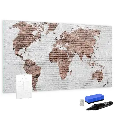 Tablica magnetyczna do pisania wzór ceglana mapa świata