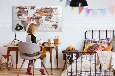 Tablica magnetyczna do pisania wzór ceglana mapa świata
