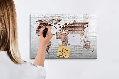 Tablica magnetyczna do pisania wzór ceglana mapa świata