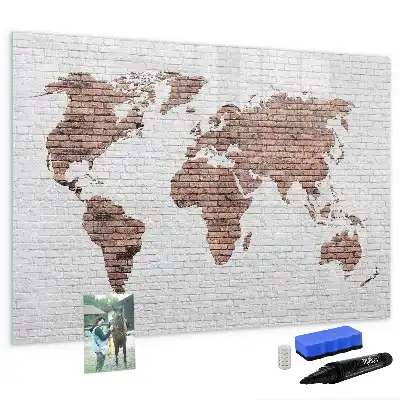 Tablica magnetyczna do pisania wzór ceglana mapa świata