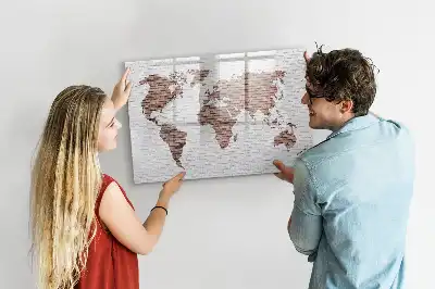 Tablica magnetyczna do pisania wzór ceglana mapa świata