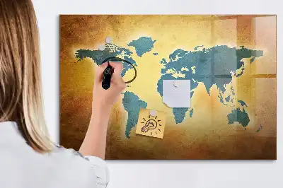Tablica magnetyczna z pisakiem wzór starej mapy świata
