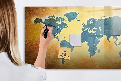 Tablica magnetyczna z pisakiem wzór starej mapy świata