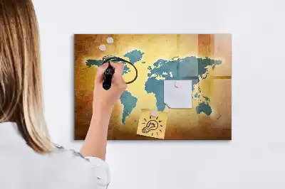 Tablica magnetyczna z pisakiem wzór starej mapy świata
