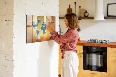 Tablica magnetyczna z pisakiem wzór starej mapy świata