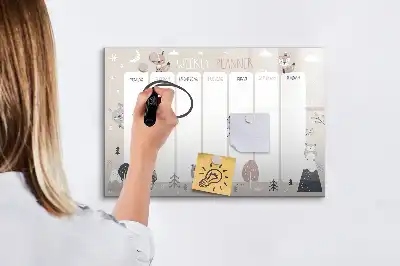 Tablica magnetyczna z pisakiem planer tygodniowy ze zwierzętami