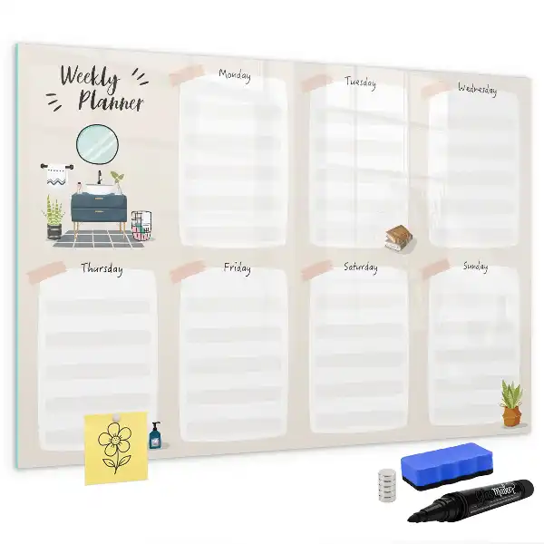 Planer tygodniowy z tablicą magnetyczną i pisakiem