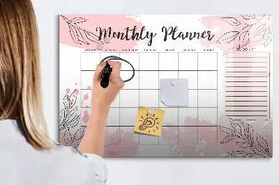 Tablica magnetyczna z pisakiem różowy planer miesięczny
