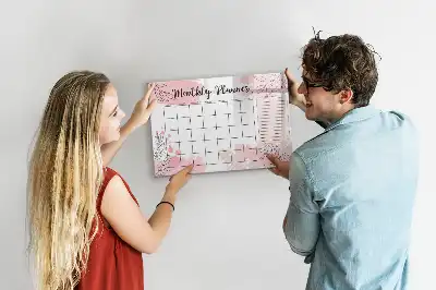 Tablica magnetyczna z pisakiem różowy planer miesięczny