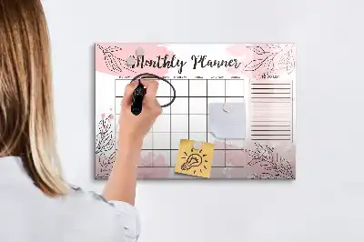 Tablica magnetyczna z pisakiem różowy planer miesięczny