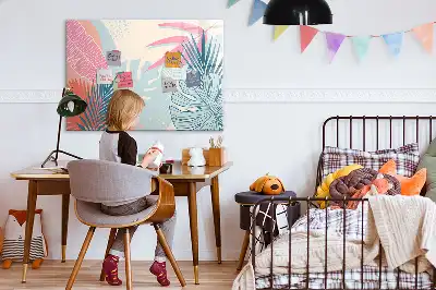 Tablica magnetyczna z pisakiem wzór w pastelowe liście