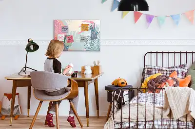 Tablica magnetyczna z pisakiem wzór w pastelowe liście