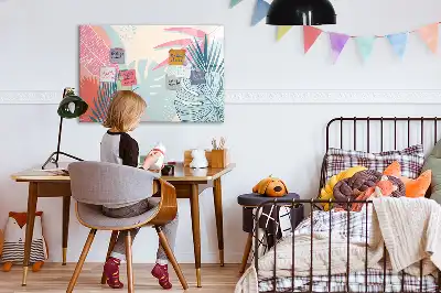 Tablica magnetyczna z pisakiem wzór w pastelowe liście