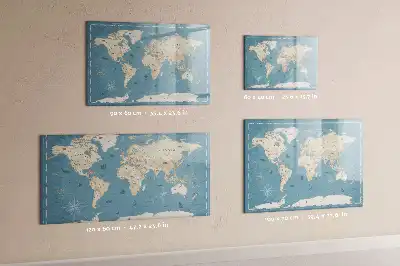 Mapa świata vintage z tablicą magnetyczną i pisakiem