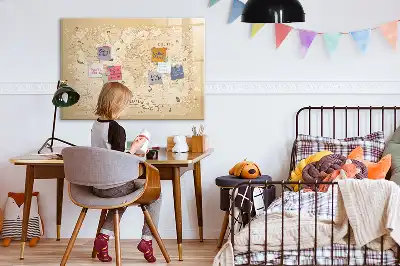 Tablica magnetyczna do pisania z motywem mapy świata w stylu vintage