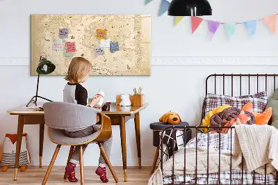Tablica magnetyczna do pisania z motywem mapy świata w stylu vintage