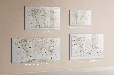 Mapa świata vintage z tablicą magnetyczną i pisakiem