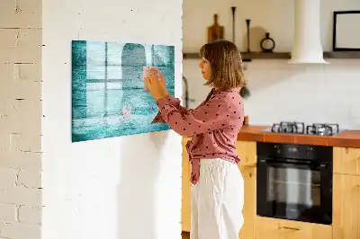 Tablica magnetyczna do pisania w kolorze niebieskiego starego drewna
